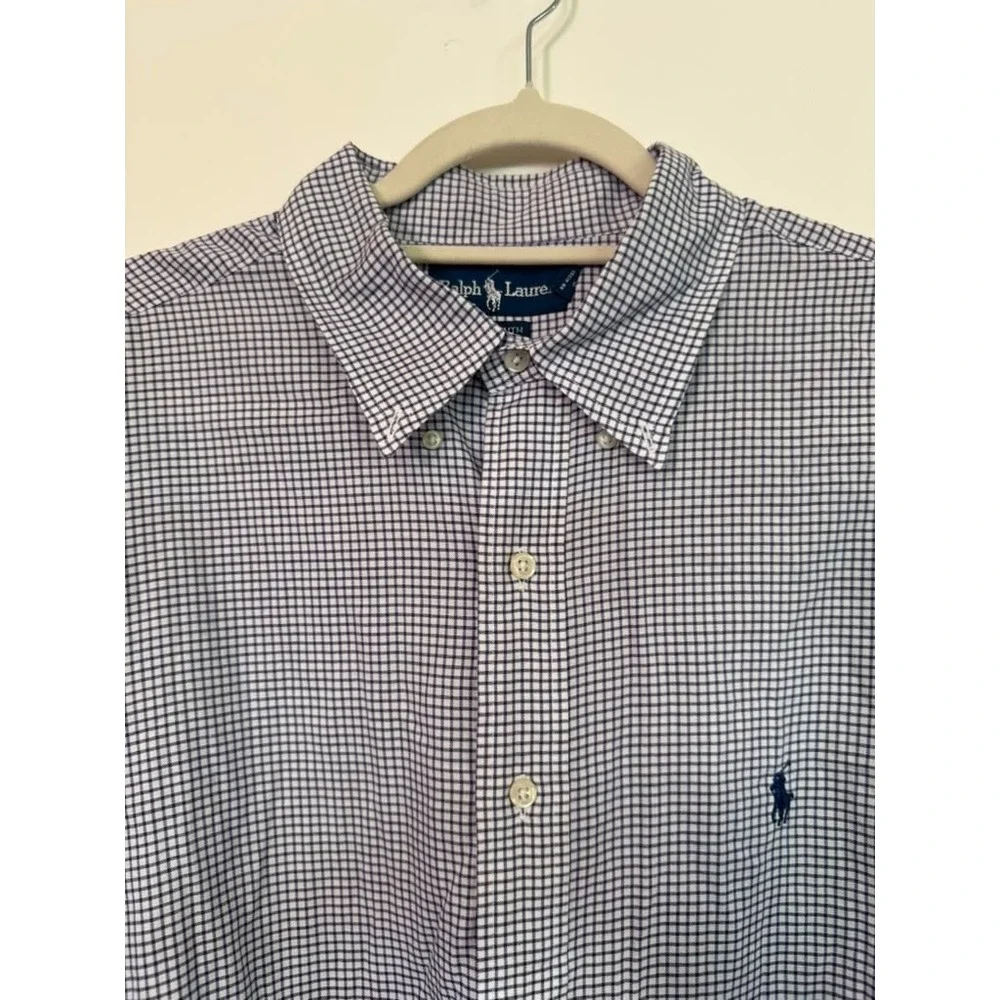 Polo Ralph Lauren Men's 17.5(34/35) Small Checkered Print Yarmouth Dress Shirt